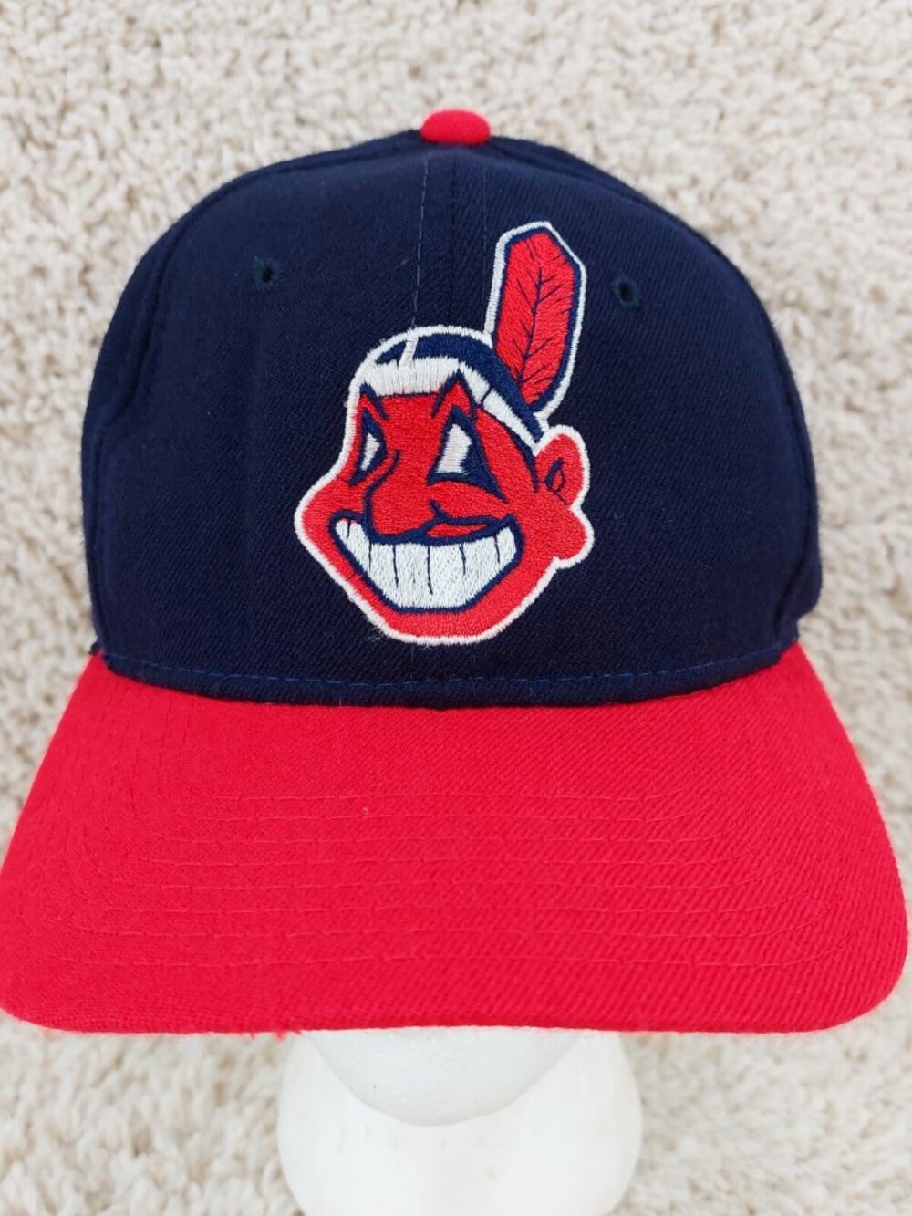 Vtg Cleveland Indians Sports Specialties Wool Plain Logo Hat Cap Fitted Sz 7 1/4